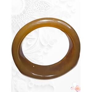 Vintage Bakelite Asymmetrical Honey Butterscotch Translucent Bangle Thick #1